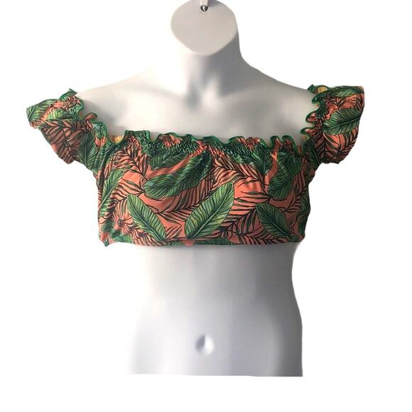 Modcloth High Dive Tropical Capped Sleeve Swim Top size XL - Picture 1 of 13